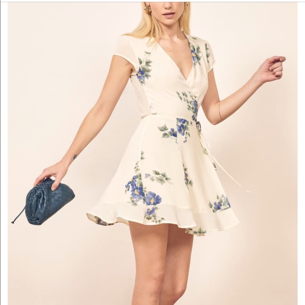 Cream Plunge Wrap Mini Dress for Wedding Guest